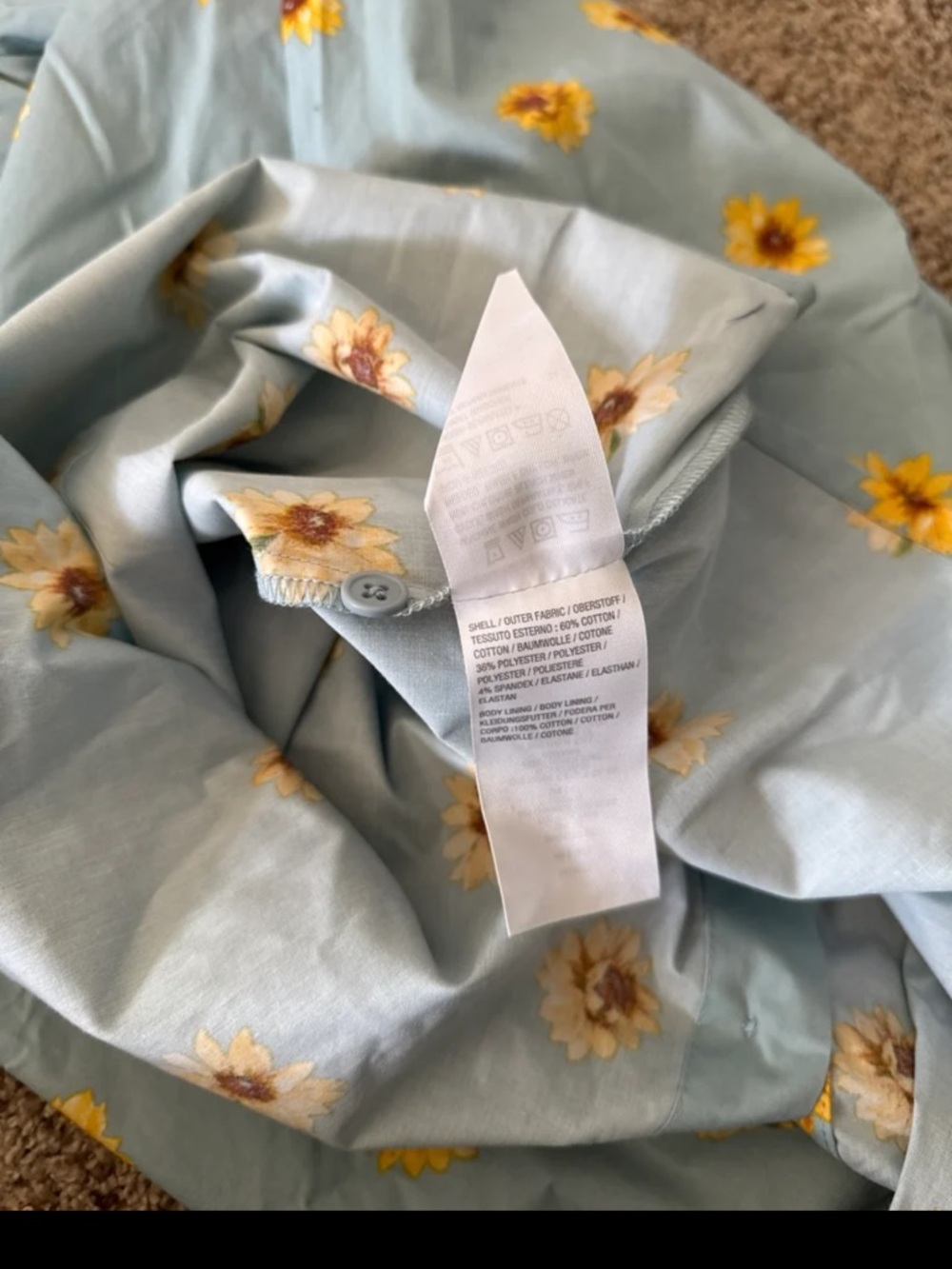 JASON WU Stretch Cotton Printed Twee Shirt Dress Blue Sunflower in Size Large - Picture 12 of 12